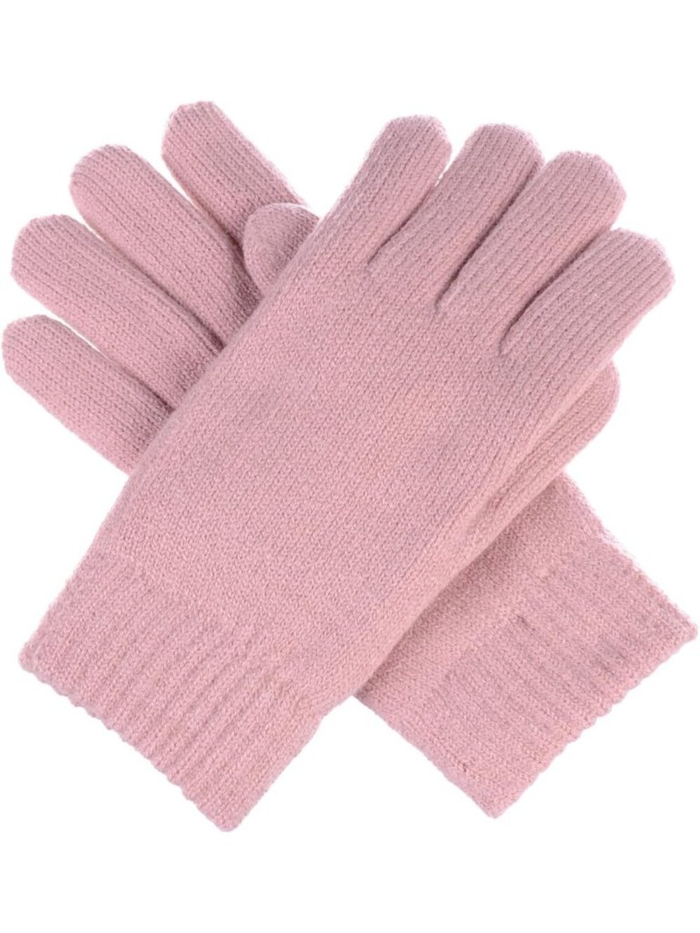 Women's Pastel Pink Winter Plush Toasty Warm Plush Fleece Lined Knit Gloves